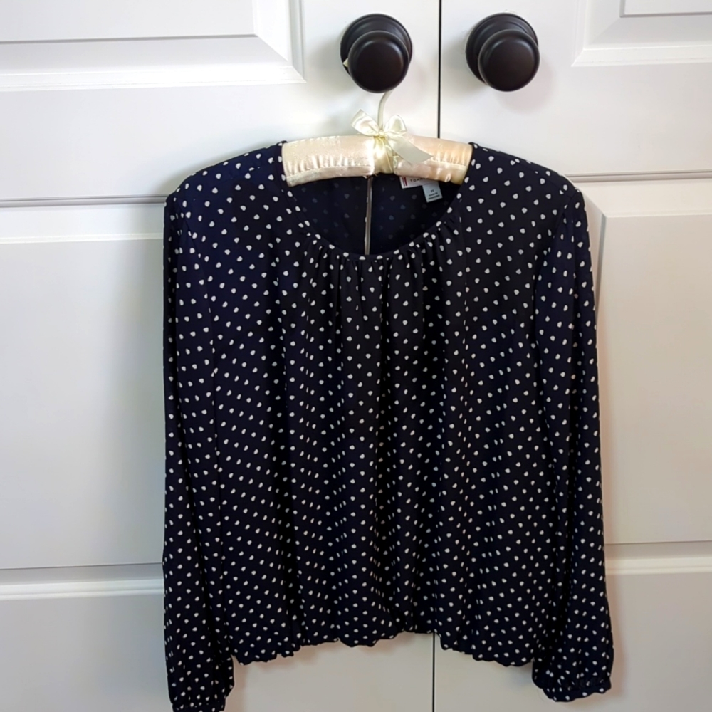Polka Dot Blue/White Blouse, Size Medium, NWOT💕